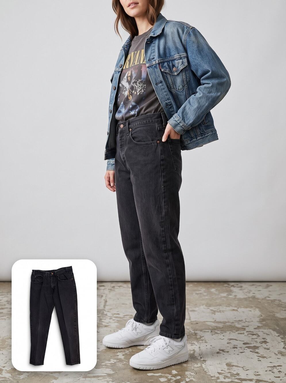 VTG 1995 Levis Boys Black 550 14 Husky Fits Women M-L 33x28 USA